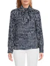 Calvin Klein Women's Abstract Print Top In Navy Cream