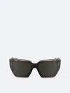 Calvin Klein Women's Acetate Avant Garde Angular Modified Rectangle Sunglasses In Nude