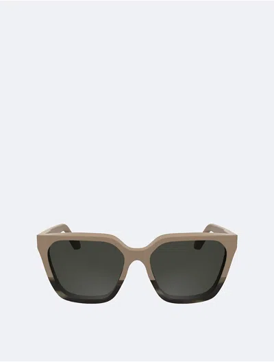 Calvin Klein Women's Acetate Modified Rectangle Sunglasses In Rose/horn Rose