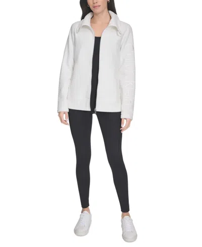 Calvin Klein Women's Active Tech Fleece Mock-neck Jacket In Cloud