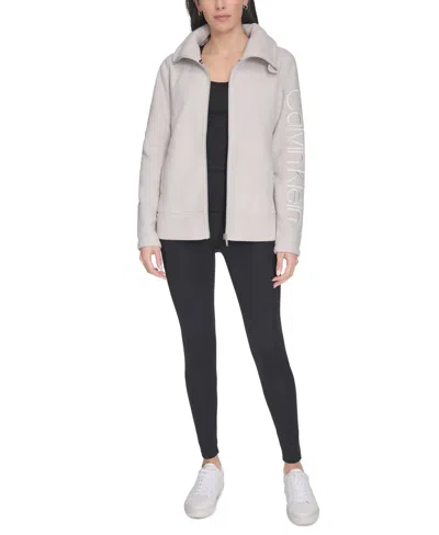 Calvin Klein Women's Active Tech Fleece Mock-neck Jacket In Porcini