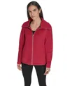 Calvin Klein Women's Active Tech Fleece Mock-neck Jacket In Red