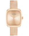 Calvin Klein Women's Adore Rose Gold Tone Stainless Steel Mesh Bracelet Watch, 30mm In Rose Gold