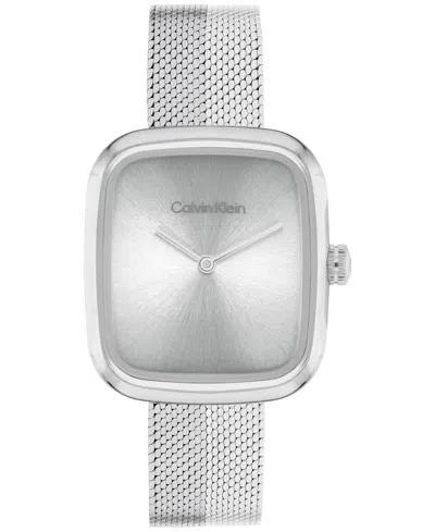 Calvin Klein Women's Adore Silver Tone Stainless Steel Mesh Bracelet Watch, 30mm