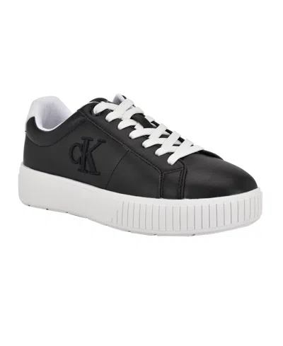 Calvin Klein Women's Alane Lace-up Platform Casual Sneakers In Black