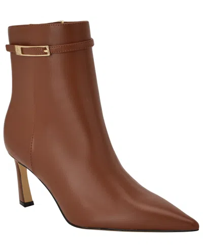 Calvin Klein Women's Alenna Buckle Strap Stiletto Booties In Brown