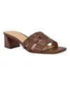 Calvin Klein Kcalise Womens Checkered Leather Mules In Medium Brown Leather