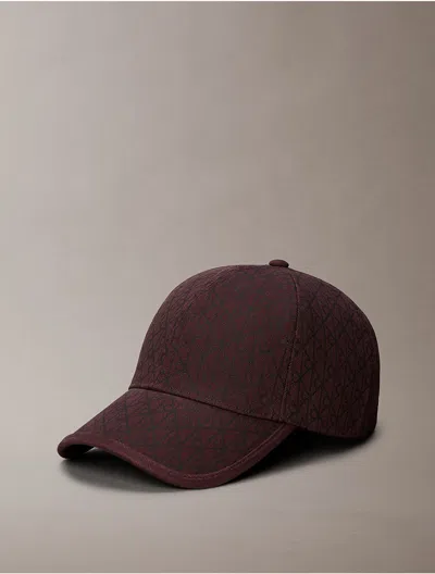Calvin Klein Women's Allover Emblem Logo Baseball Cap In Burgundy