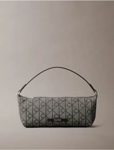 Calvin Klein Women's Allover Emblem Logo Canvas Shoulder Bag In Gray