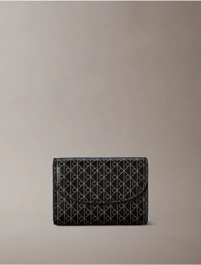 Calvin Klein Women's Allover Emblem Logo Coin Wallet In Black
