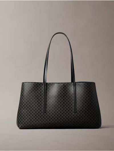 Calvin Klein Women's Allover Emblem Logo Tote Bag In Black  Aop
