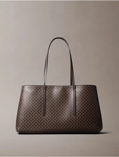 Calvin Klein Women's Allover Emblem Logo Tote Bag In Delicioso/coca Mocha Aop