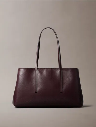 Calvin Klein Women's Allover Emblem Logo Tote Bag In Fudge Aop