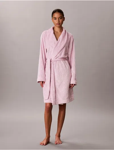 Calvin Klein Women's Allover Logo Robe In Spring Lilac