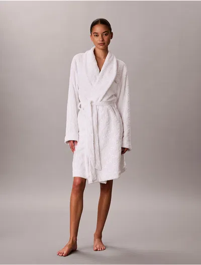 Calvin Klein Women's Allover Logo Robe In White