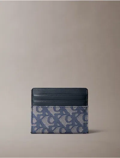 Calvin Klein Women's Allover Monogram Card Case In Blue