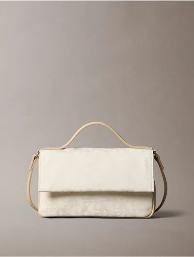 Calvin Klein Women's Allover Monogram Flap Crossbody Bag In Neutral