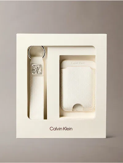 Calvin Klein Women's Allover Monogram Logo Key Fob And Card Case