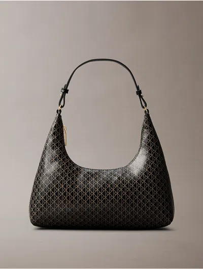 Calvin Klein Women's Allover Monogram Logo Shoulder Bag In Black
