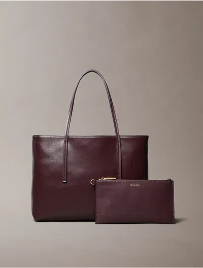 Calvin Klein Women's Allover Monogram Logo Small Tote Bag With Pouch