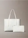 Calvin Klein Women's Allover Monogram Logo Small Tote Bag With Pouch