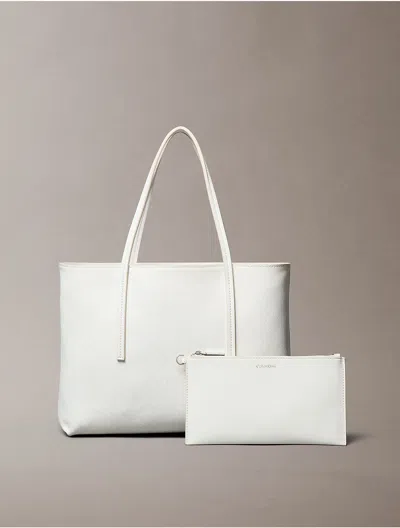 Calvin Klein Women's Allover Monogram Logo Small Tote Bag With Pouch
