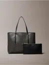 Calvin Klein Women's Allover Monogram Logo Small Tote Bag With Pouch In Black