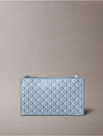 Calvin Klein Women's Allover Monogram Logo Top Zip Card Case