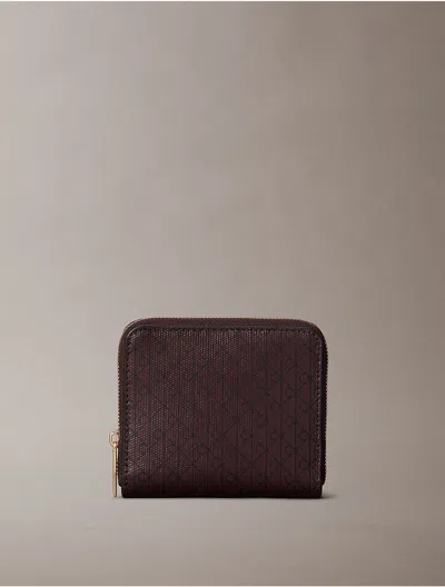 Calvin Klein Women's Allover Monogram Square Zip Wallet In Purple