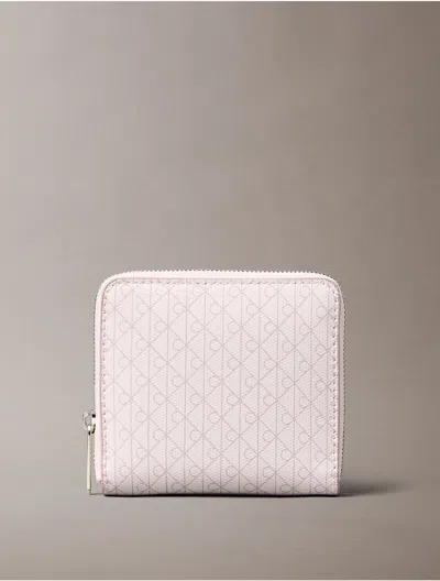 Calvin Klein Women's Allover Monogram Square Zip Wallet In Pink