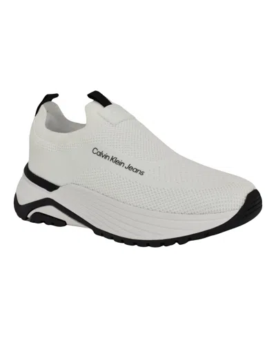 Calvin Klein Women's Alvea Round Toe Lace-up Casual Sneakers In Cream