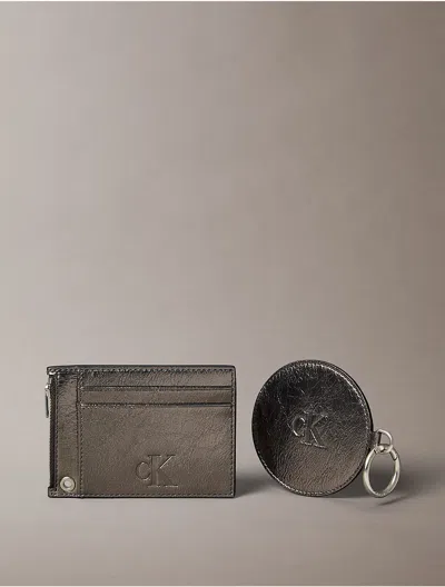 Calvin Klein Women's Archive Hardware Wallet + Mirror Set In Gunmetal