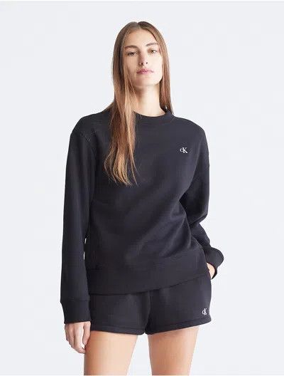 Calvin Klein Women's Archive Logo Fleece Crewneck Sweatshirt In Black