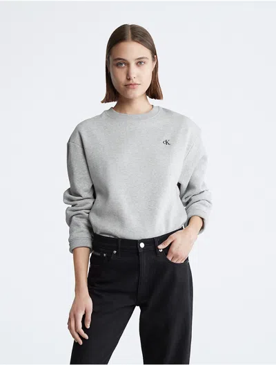 Calvin Klein Women's Archive Logo Fleece Crewneck Sweatshirt In Gray