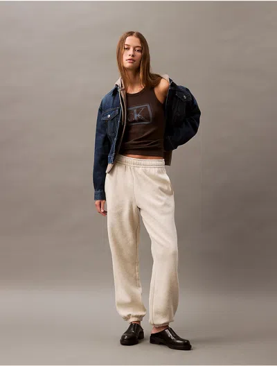 Calvin Klein Women's Archive Logo Fleece Joggers In Vanilla Heather