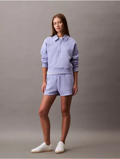 Calvin Klein Women's Archive Logo Fleece Quarter Zip Sweatshirt In Sweet Lavender