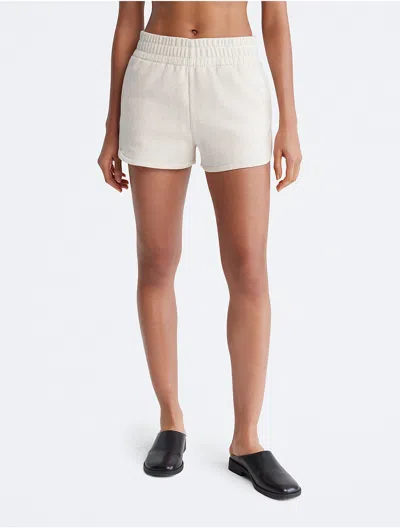 Calvin Klein Women's Archive Logo Fleece Shorts In Vanilla Heather