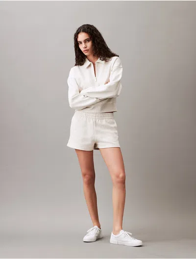 Calvin Klein Women's Archive Logo Fleece Shorts In Vanilla Heather
