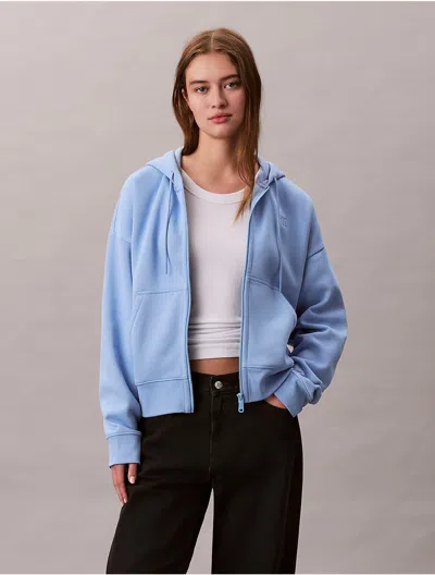 Calvin Klein Women's Archive Logo Fleece Zip Hoodie In Blue
