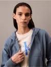 Calvin Klein Women's Archive Logo Fleece Zip Hoodie In China Blue