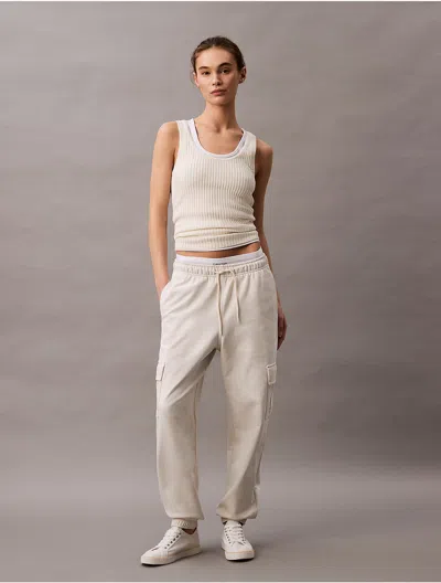 Calvin Klein Women's Archive Logo French Terry Cargo Joggers In Tofu
