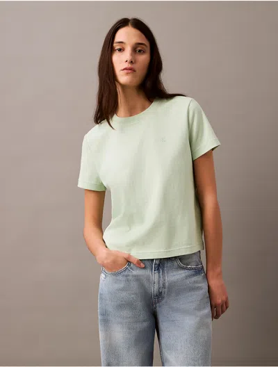Calvin Klein Women's Archive Logo T-shirt In Cameo Green