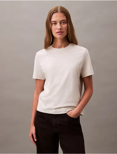 Calvin Klein Women's Archive Logo T-shirt In Vanilla Heather