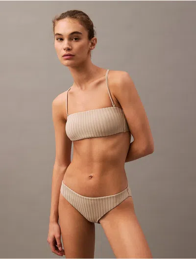 Calvin Klein Women's Archive Rib Bandeau Bikini Top In Stone