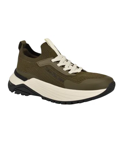 Calvin Klein Women's Ariany Round Toe Lace-up Casual Sneakers In Dark Green