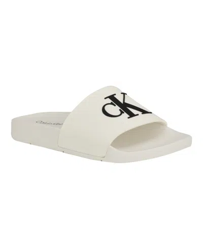 Calvin Klein Women's Arin Logo Pool Slide Sandals In White