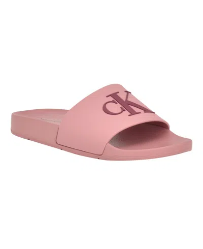Calvin Klein Women's Arin Logo Pool Slide Sandals In Dusty Pink