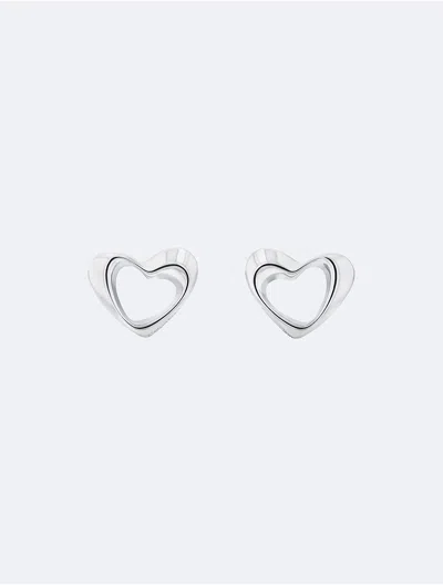 Calvin Klein Women's Asymmetric Heart Earrings In Silver