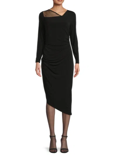 Calvin Klein Women's Asymmetric Midaxi Sheath Dress In Black