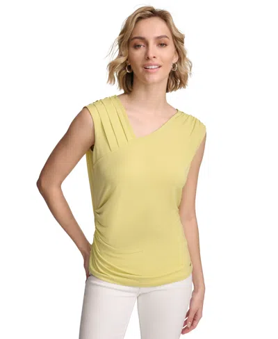 Calvin Klein Women's Asymmetrical-neck Sleeveless Top In Pear